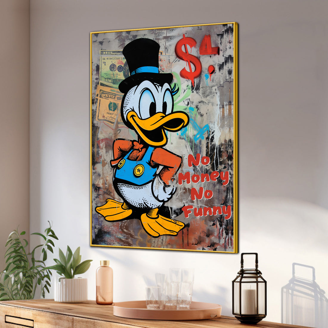 Greedy Donald Cartoon Cotton Canvas Wall Painting