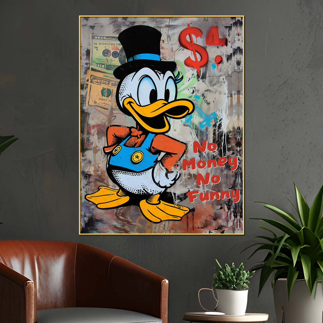 Greedy Donald Cartoon Cotton Canvas Wall Painting