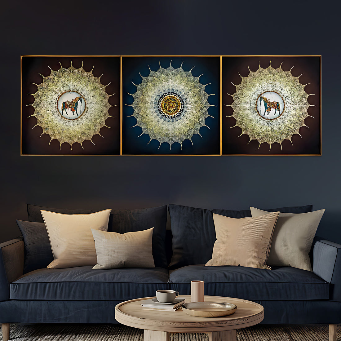 Horse's Grace Crystal Glass Premium Painting Set of 3