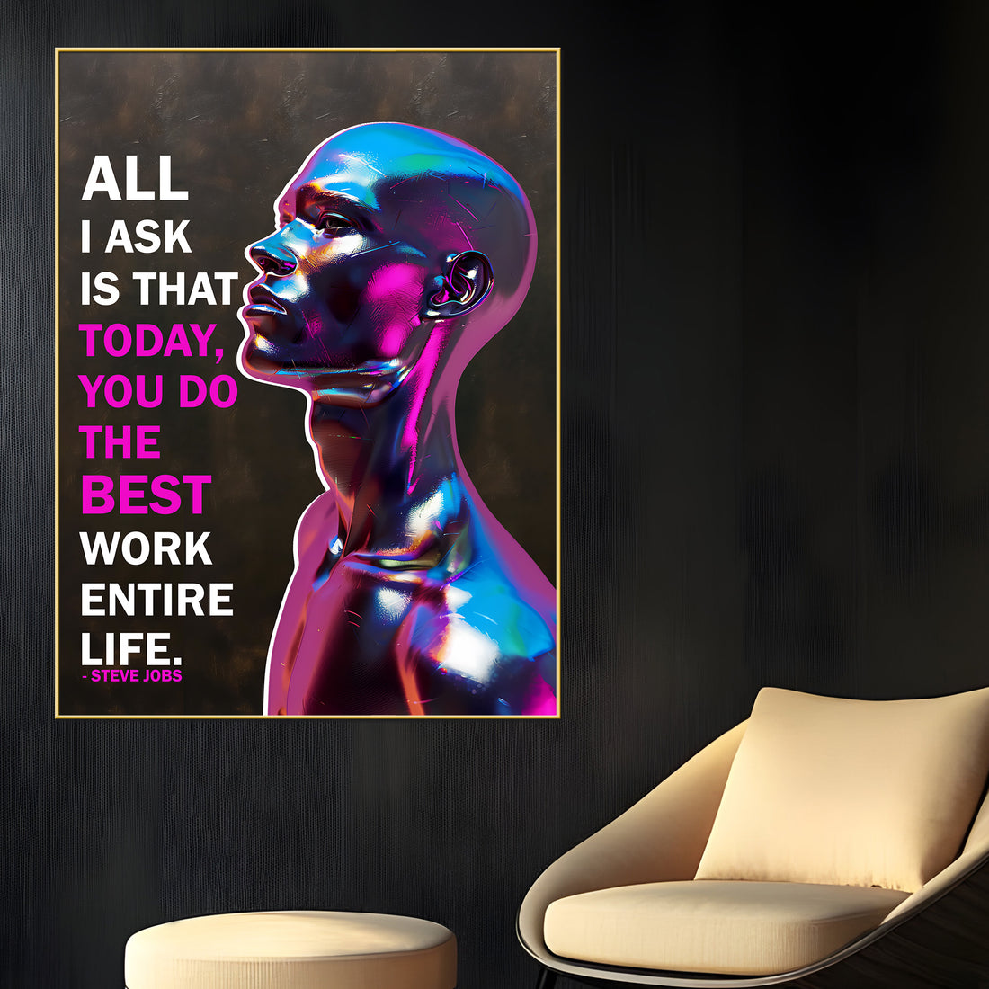 In The Memory Of Futuristic Steve Jobs Cotton Canvas Wall Painting