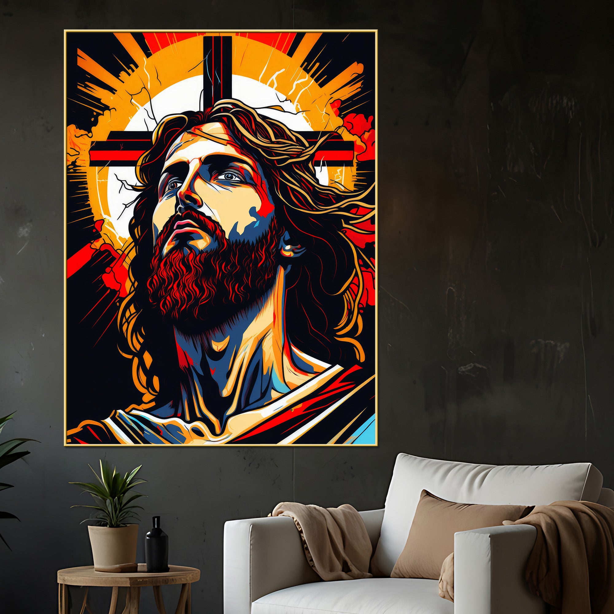 Jesus: The Redeemer Abstract Art Cotton Canvas Wall Painting