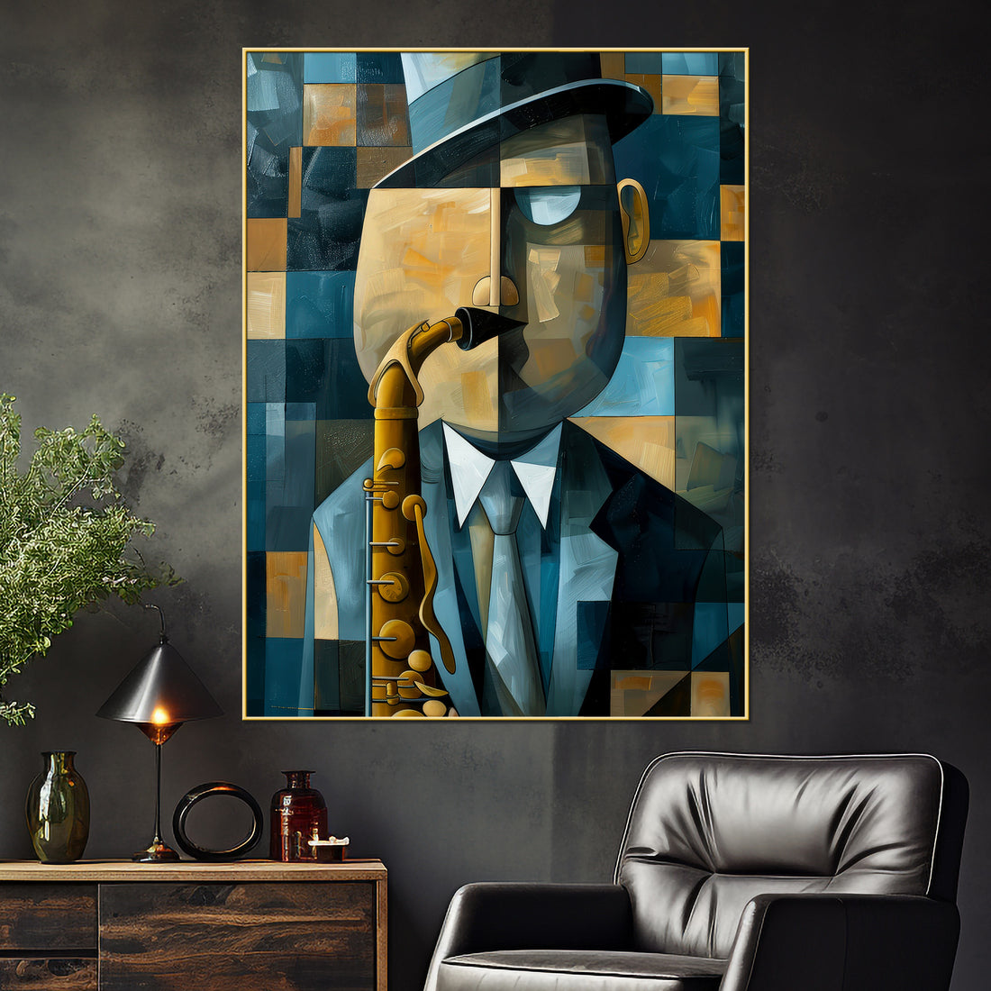 John William With His Magical Saxophone Abstract Cotton Canvas Wall Painting