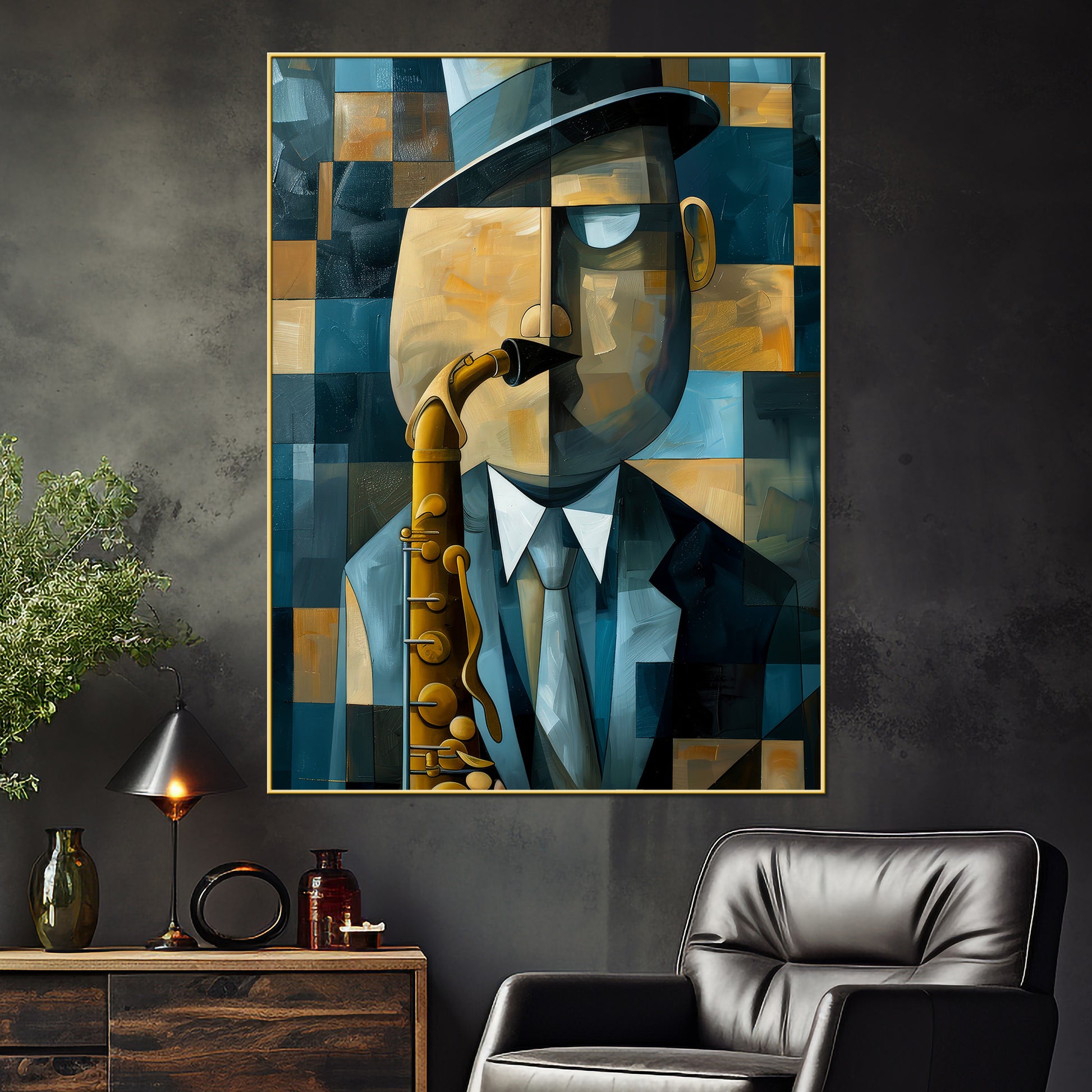 John William With His Magical Saxophone Abstract Cotton Canvas Wall Painting