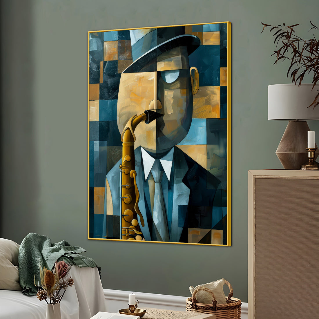 John William With His Magical Saxophone Abstract Cotton Canvas Wall Painting