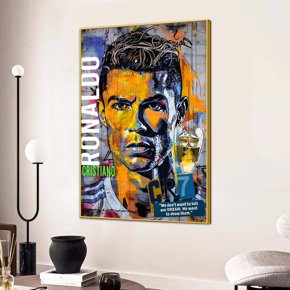 King Without Crown CR7 Ronaldo Cotton Canvas Wall Painting