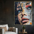 Liberty Of Life Abstract Newspaper Cotton Canvas Wall Painting