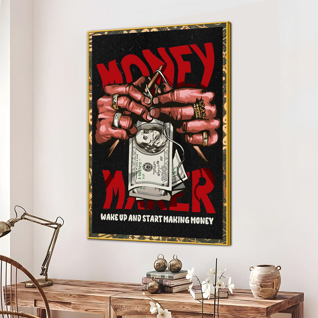 Make Your Own Money Graffiti Art Cotton Canvas Wall Painting