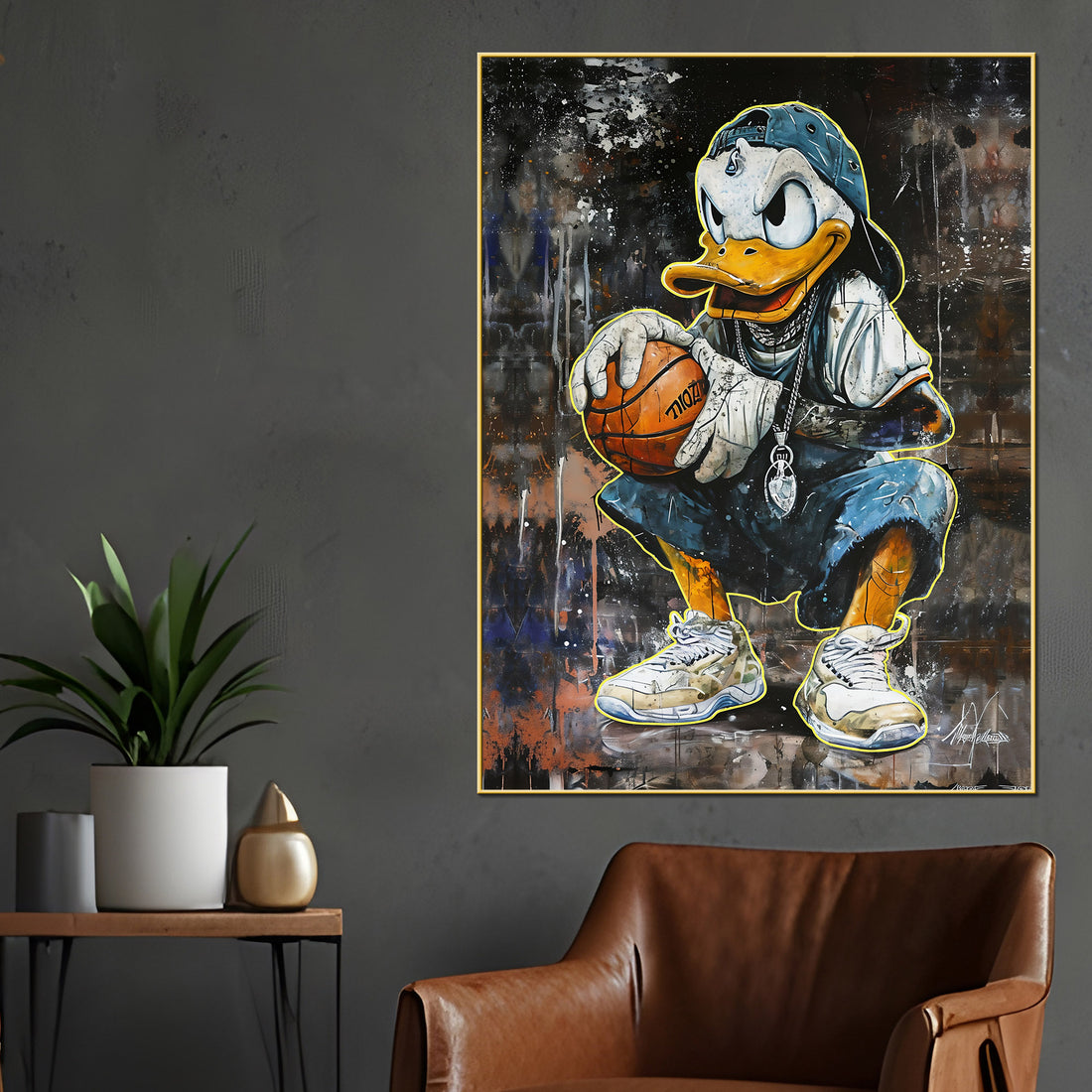 Micheal Donald On Basket Ball Court Cotton Canvas Wall Painting