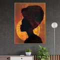 Modern African Girl Silhouette Cotton Canvas Wall Painting