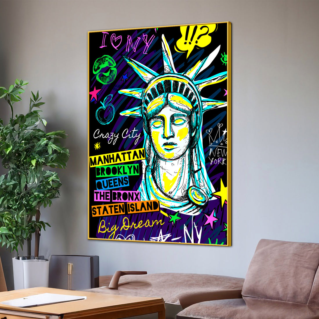 New York Dreamscape Graffiti Goddess Cotton Canvas Wall Painting