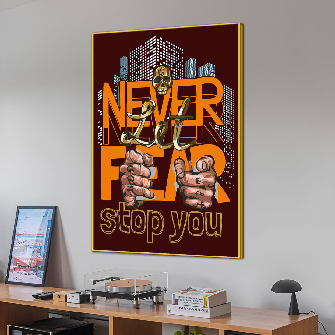 Only Action Overcome The Fear Motivational Cotton Canvas Wall Painting