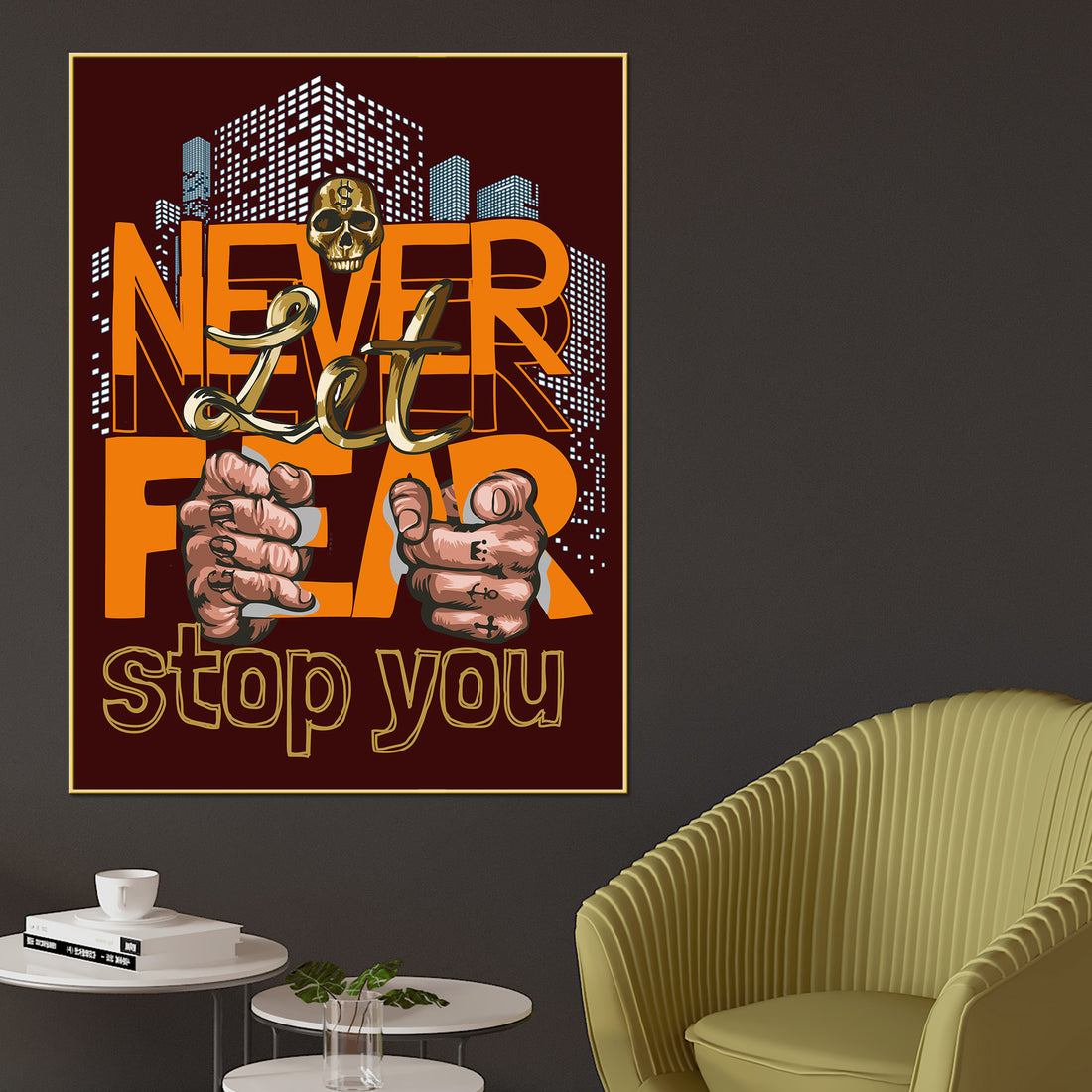 Only Action Overcome The Fear Motivational Cotton Canvas Wall Painting