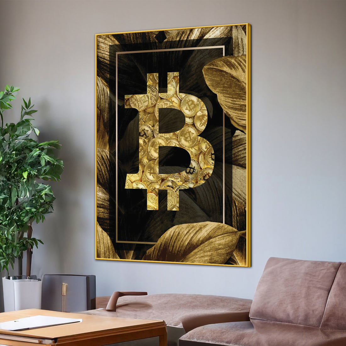 Power Of Bitcoin Luxury Crypto Sign Cotton Canvas Wall Painting