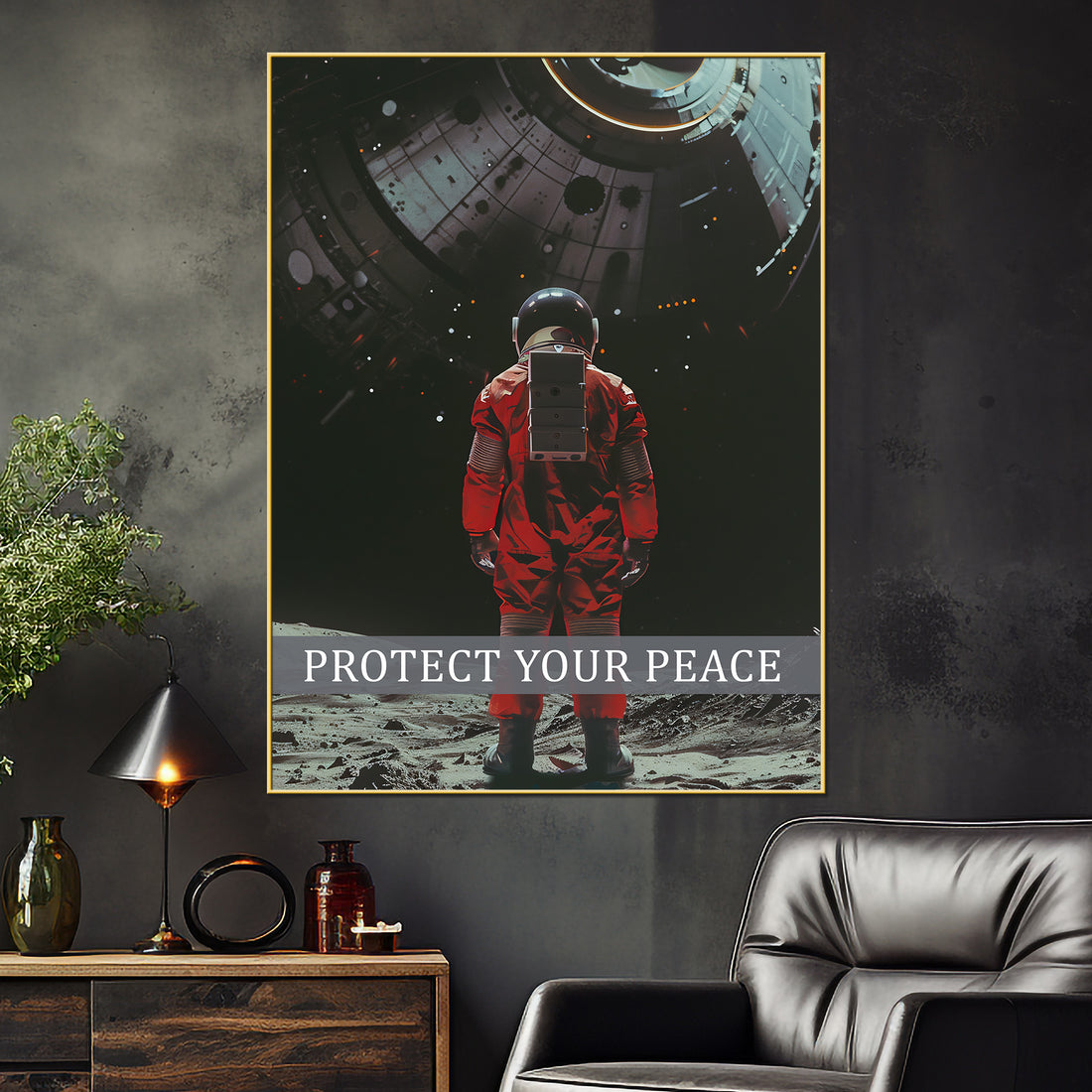 Protect Your Peace Space Art Cotton Canvas Wall Painting