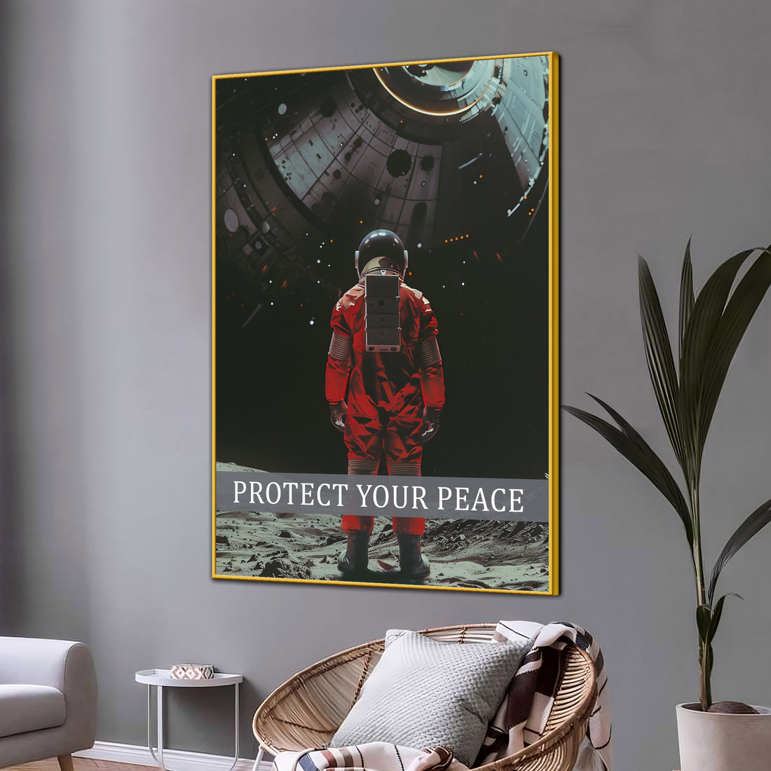Protect Your Peace Space Art Cotton Canvas Wall Painting