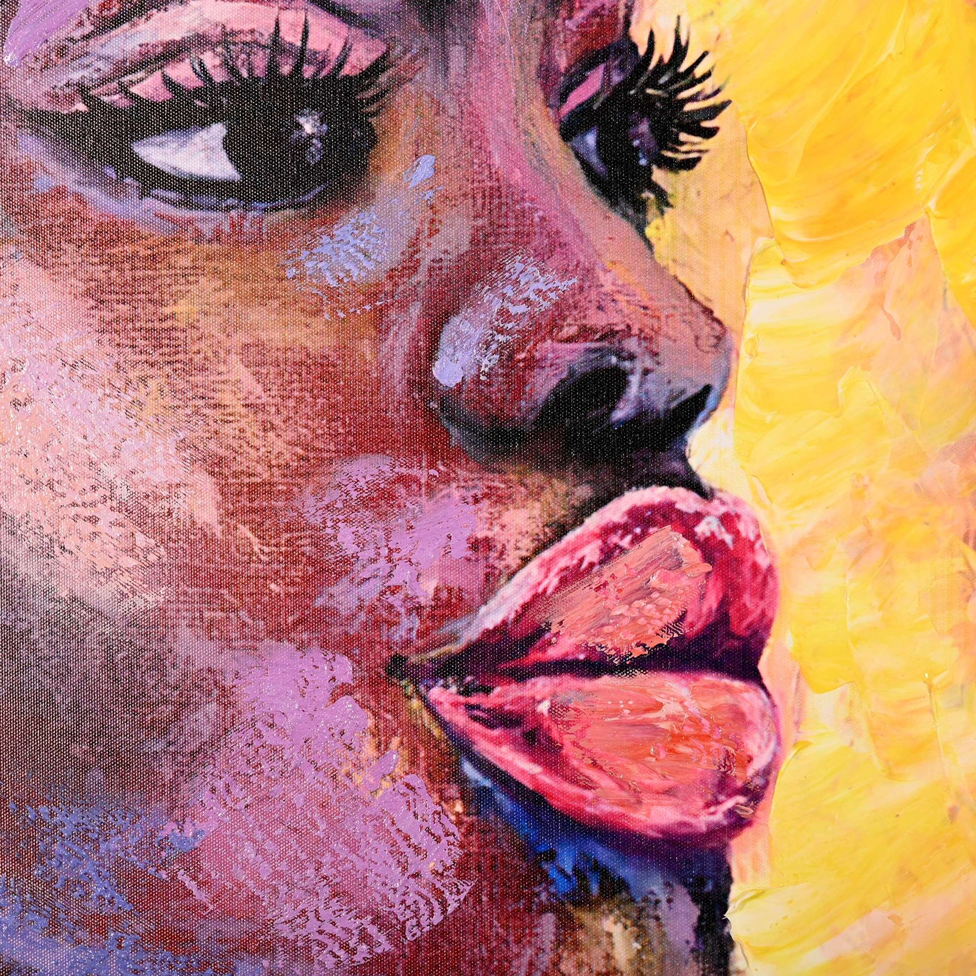 Queen of Fire in Glow Hand Painted Wall Painting with Floating Frame