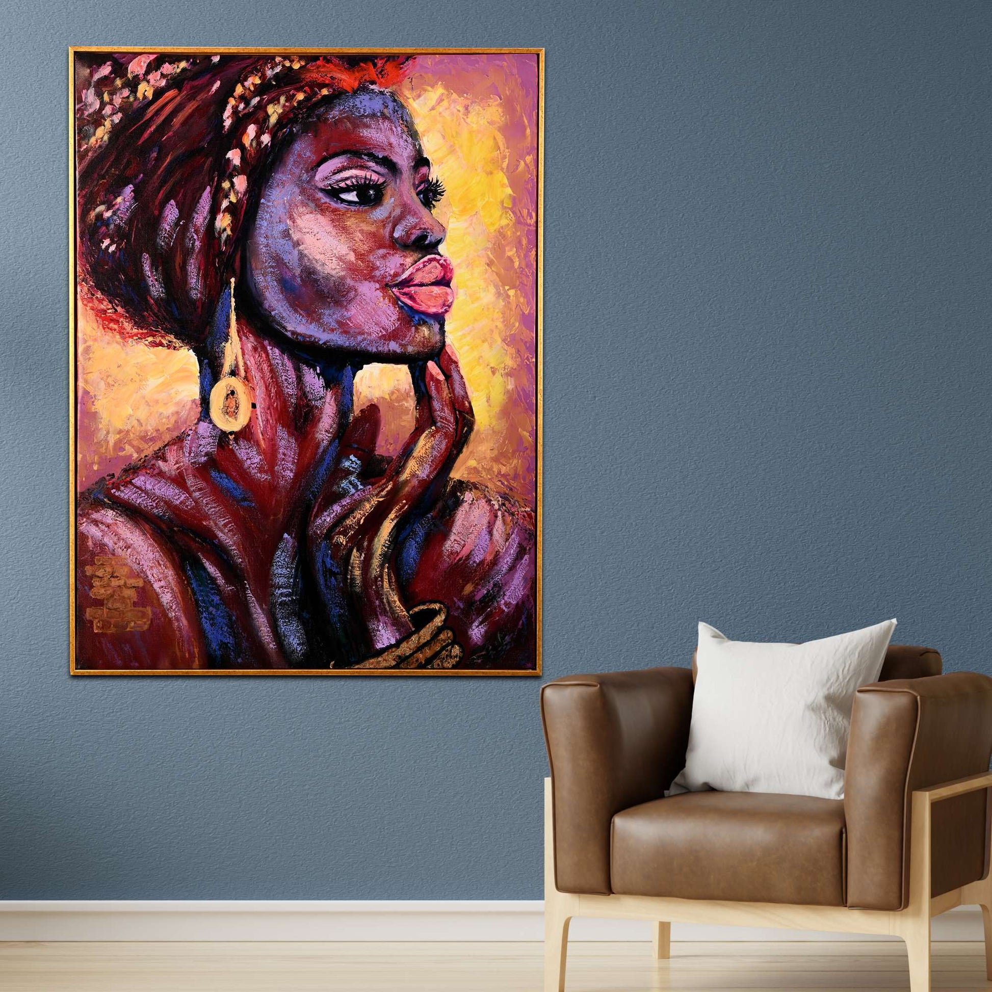 Queen of Fire in Glow Hand Painted Wall Painting with Floating Frame