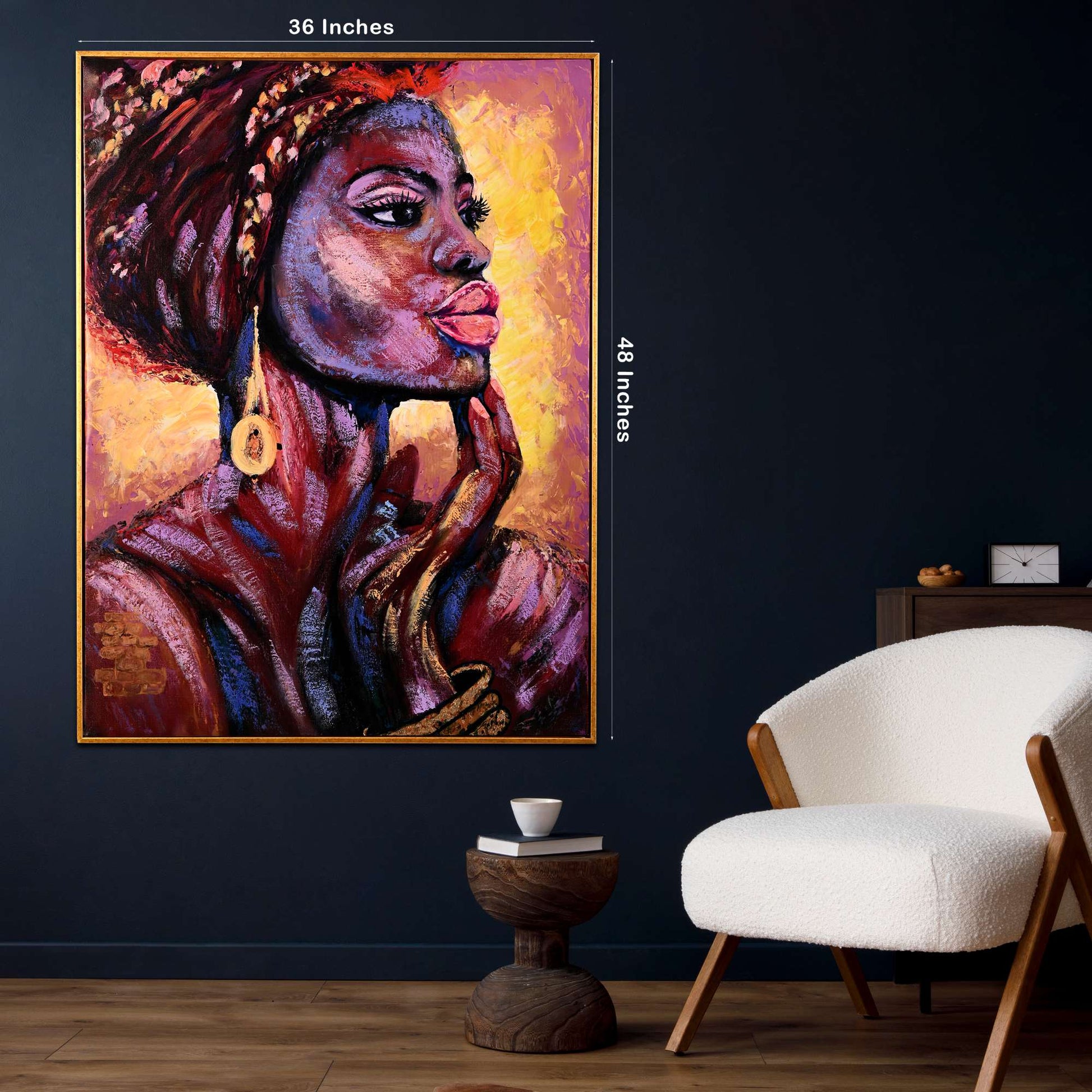 Queen of Fire in Glow Hand Painted Wall Painting with Floating Frame