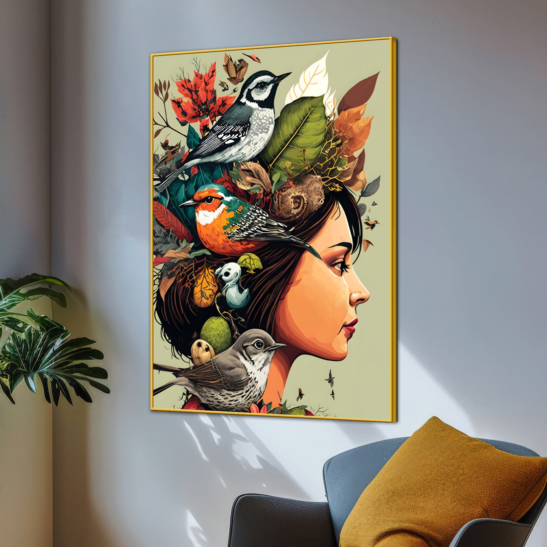 Queen Of The Birds Cotton Canvas Wall Painting
