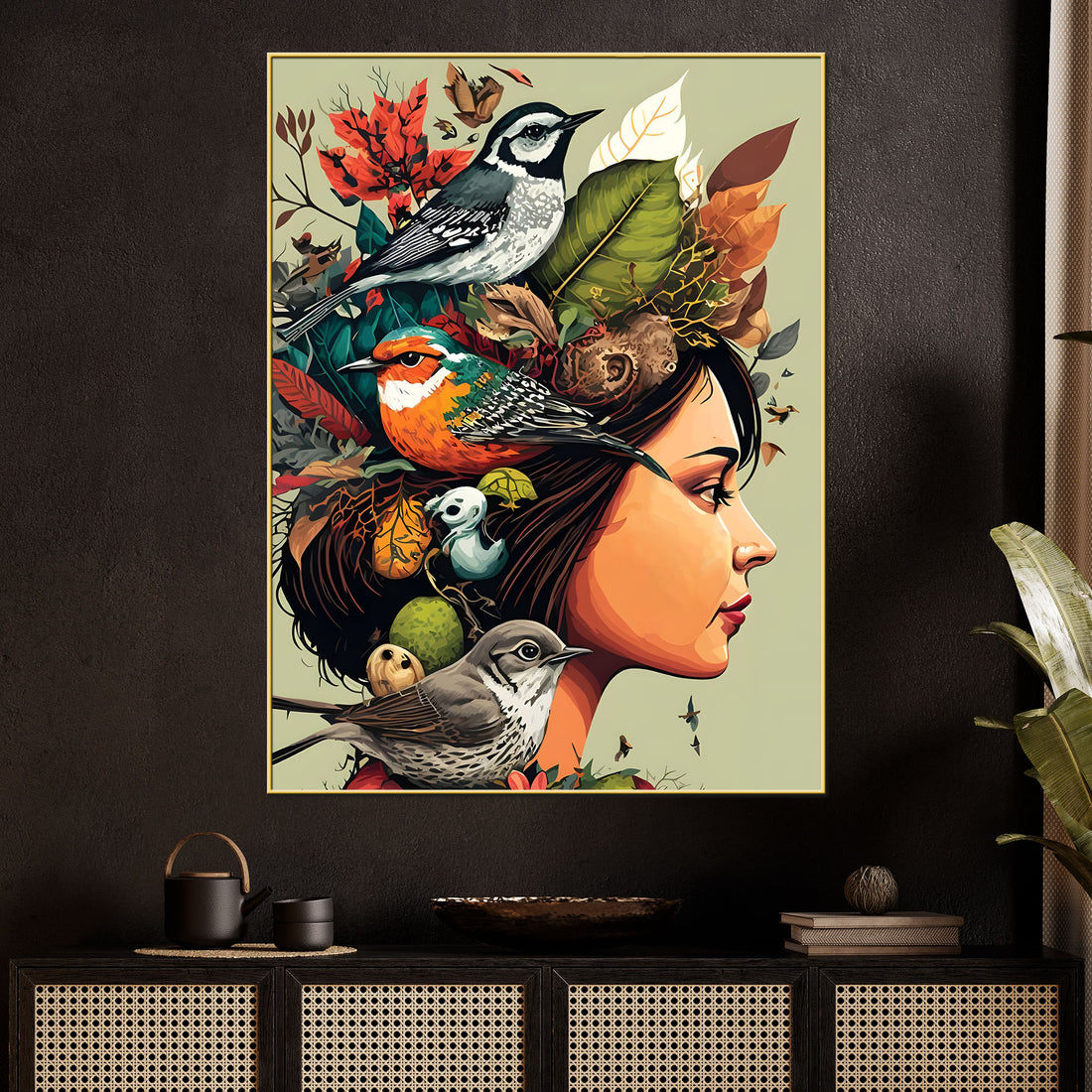 Queen Of The Birds Cotton Canvas Wall Painting