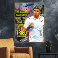 Roger Federer Never Give Up Pop Art Cotton Canvas Wall Painting