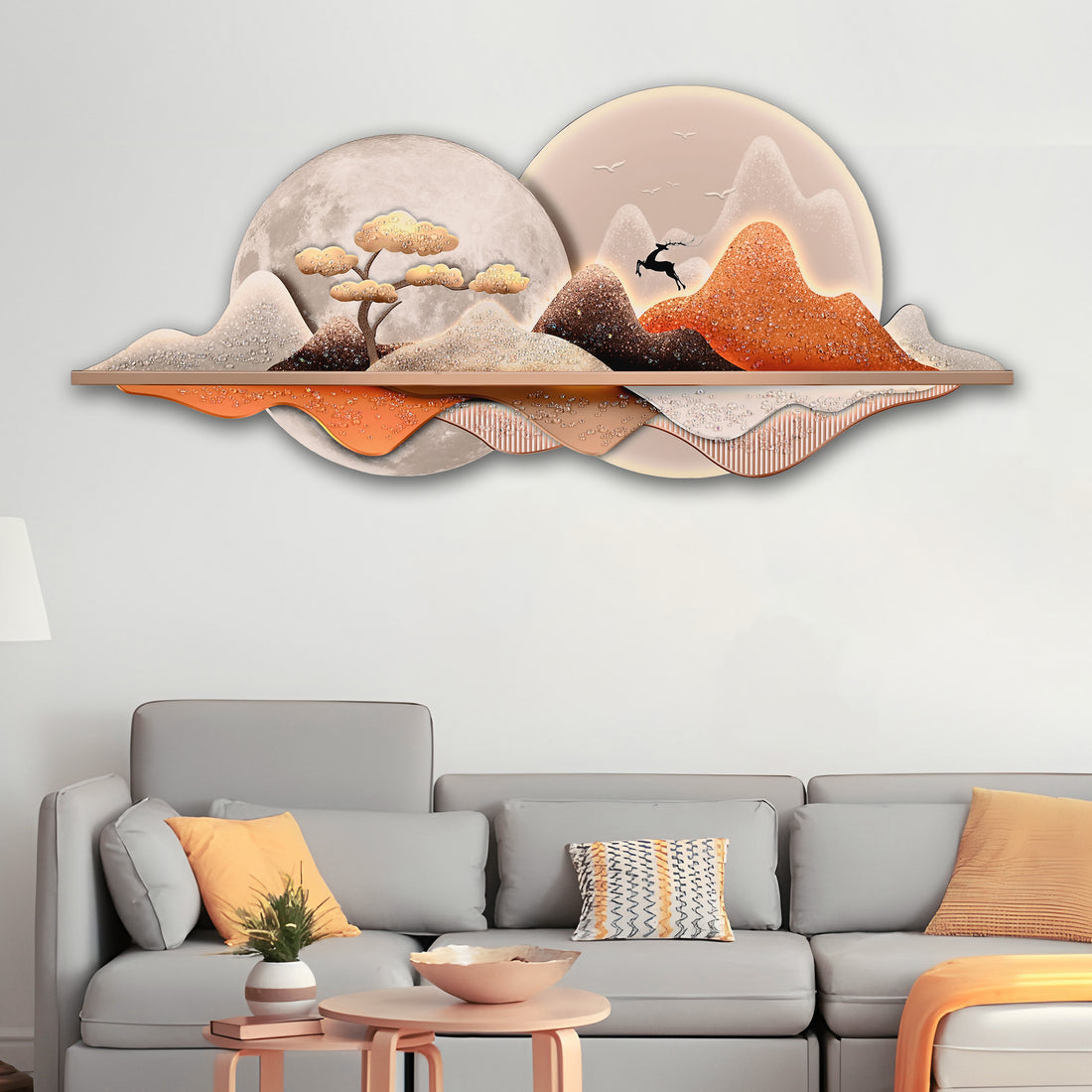 Sun and Moon of Heaven Crystal Glass Backlit LED Painting