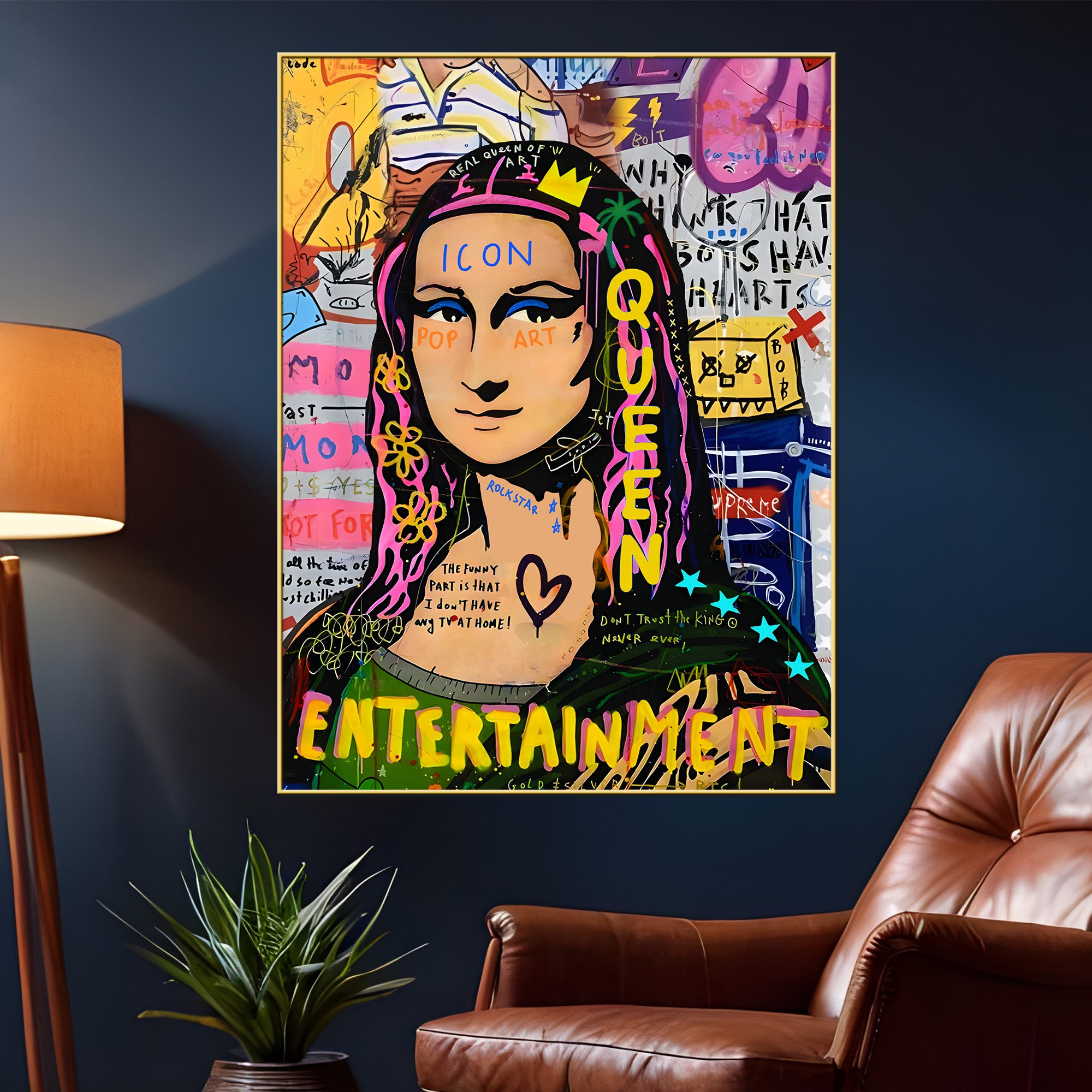 The Modern Mona Lisa Graffiti Cotton Canvas Wall Painting