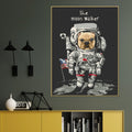The Real Moon Walker Astronaut Dog Cotton Canvas Wall Painting