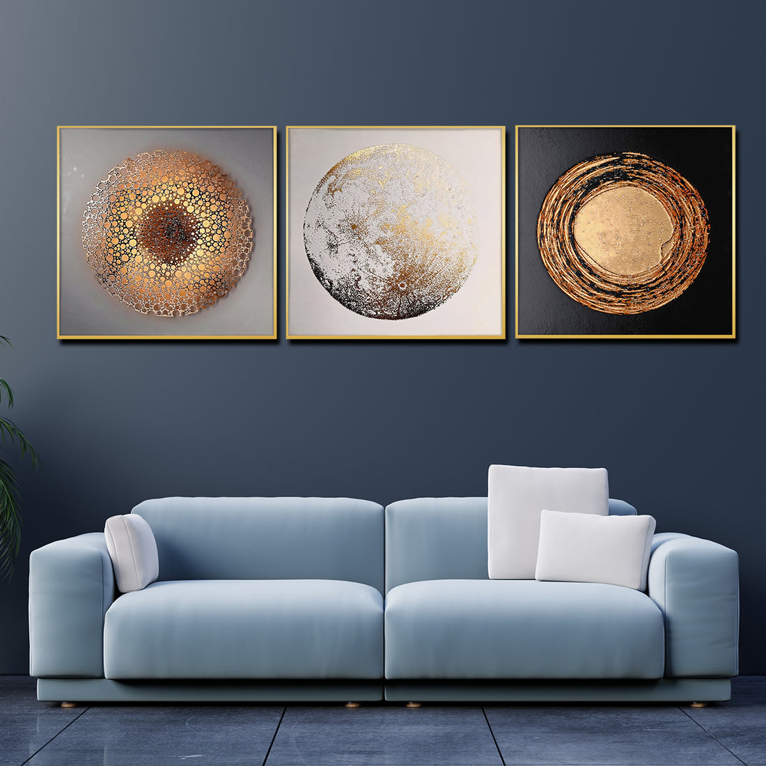 The Stars of Galaxy Framed Crystal Glass Painting Set of 3