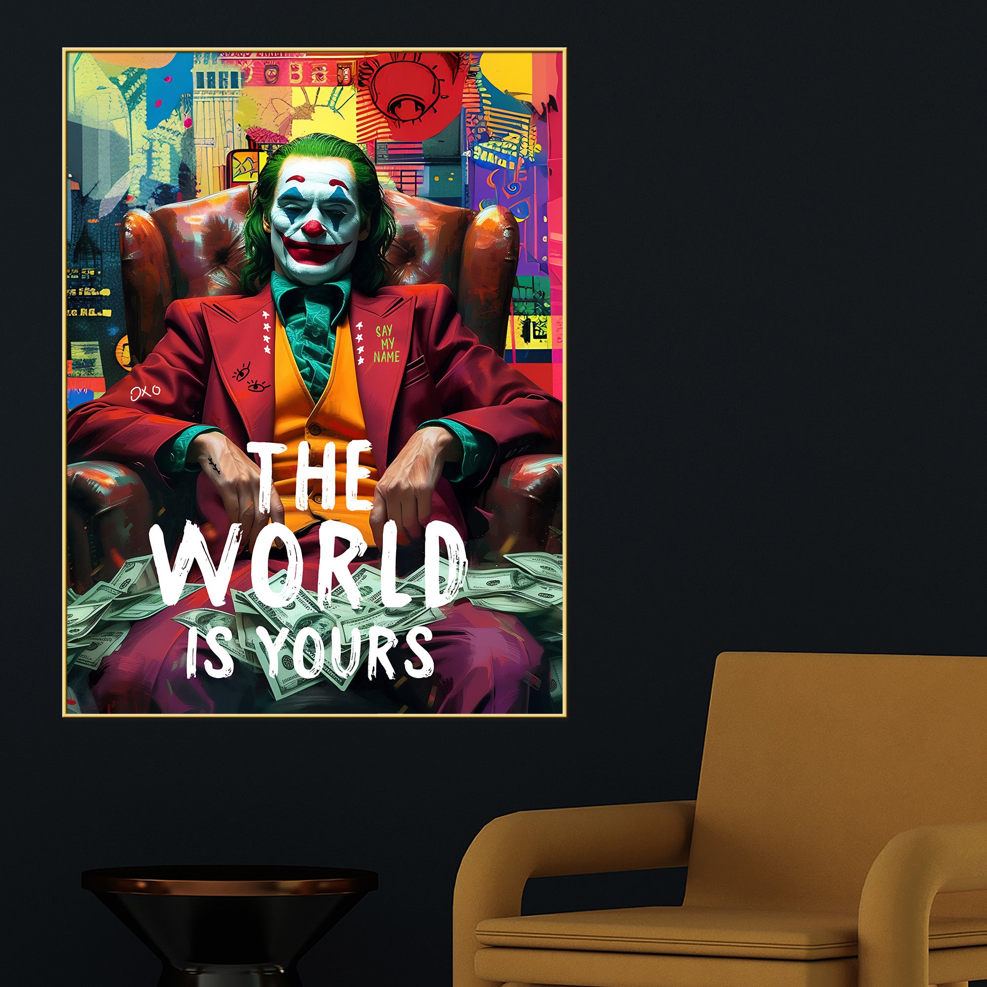 The World is Your Jocker Graffiti Cotton Canvas Wall Painting