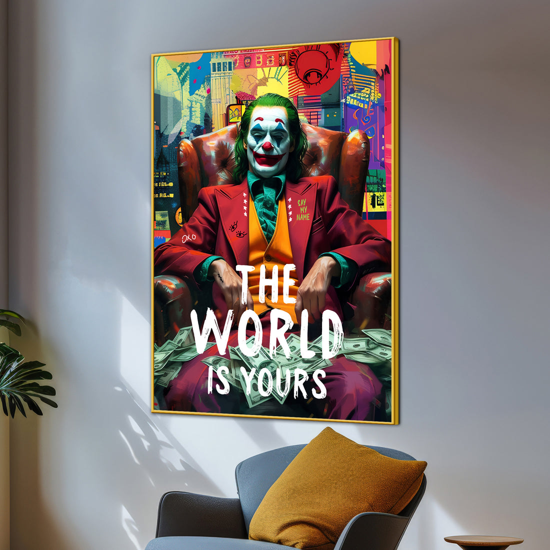 The World is Your Jocker Graffiti Cotton Canvas Wall Painting