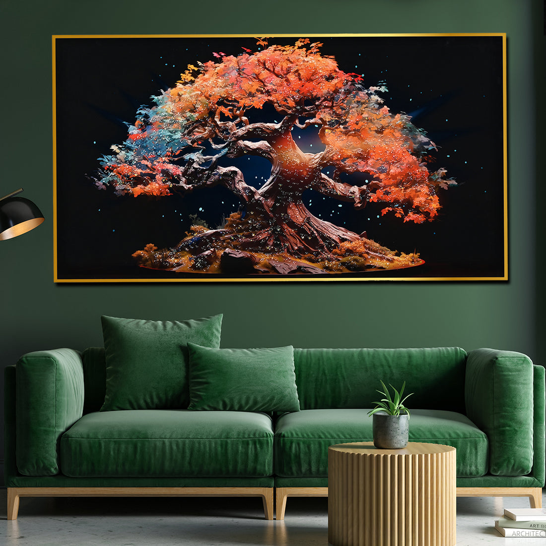 Tree of Heaven Framed Crystal Glass Painting