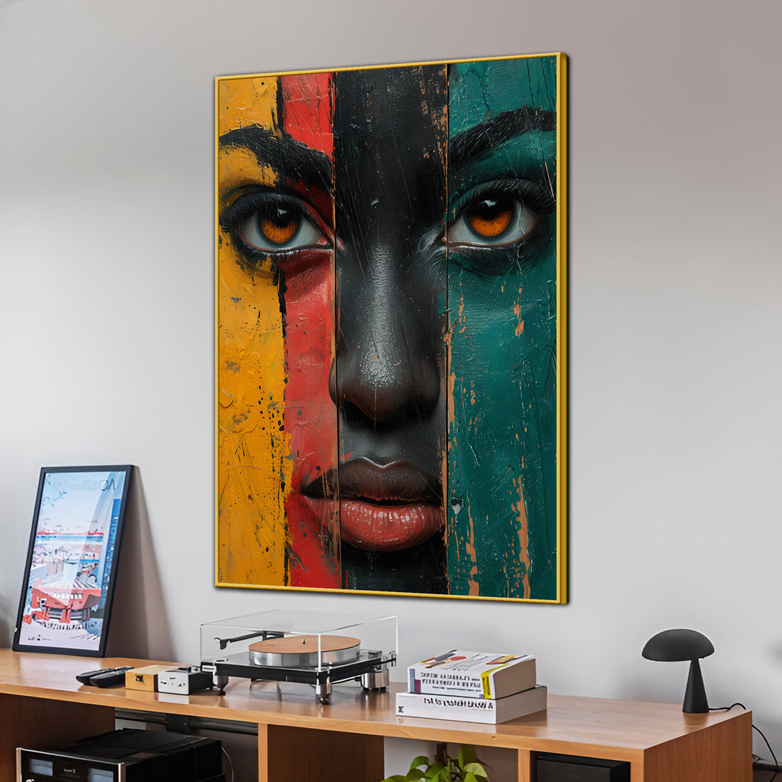Vibrant Bold Tribal Face Paint Art Cotton Canvas Wall Painting