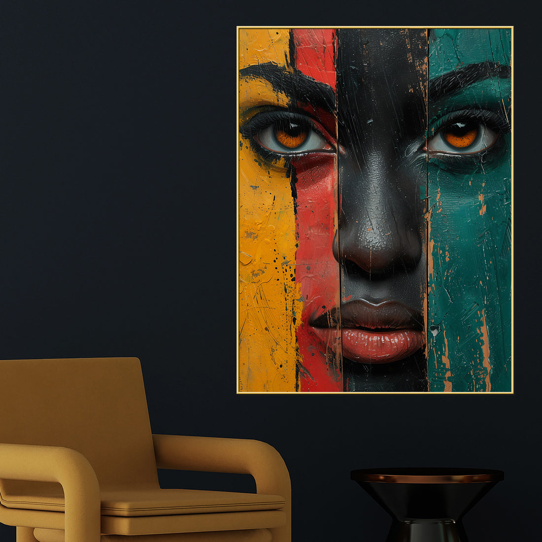 Vibrant Bold Tribal Face Paint Art Cotton Canvas Wall Painting