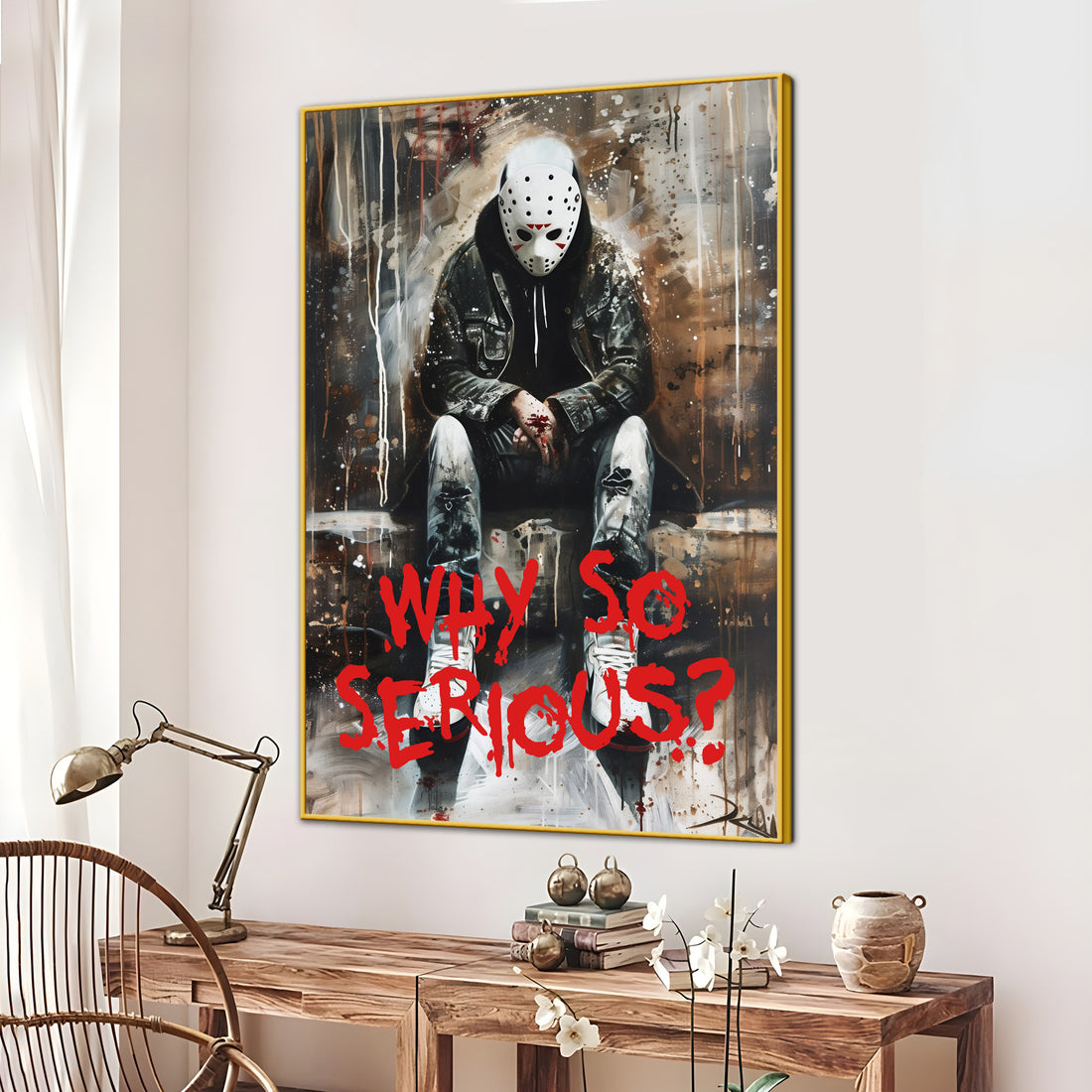 Why So Seroius Dark Graffiti Cotton Canvas Wall Painting