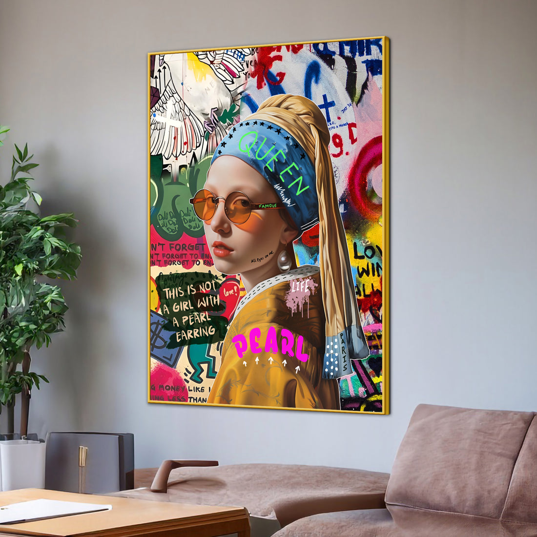 Woman With A Urban Pearl Cotton Canvas Wall Painting