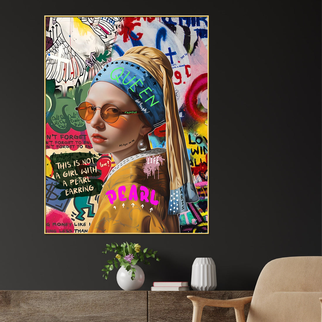Woman With A Urban Pearl Cotton Canvas Wall Painting
