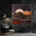 World of Colors Mountain Hand Painted Wall Painting with Floating Frame
